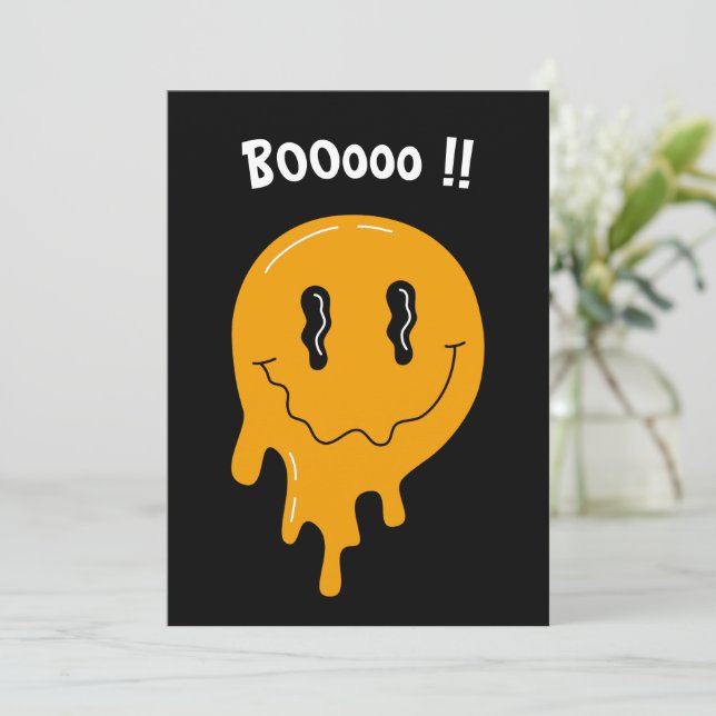 Halloween-Spaß Orange-Geist ☜ Custom Einladung (Stehend Vorderseite)