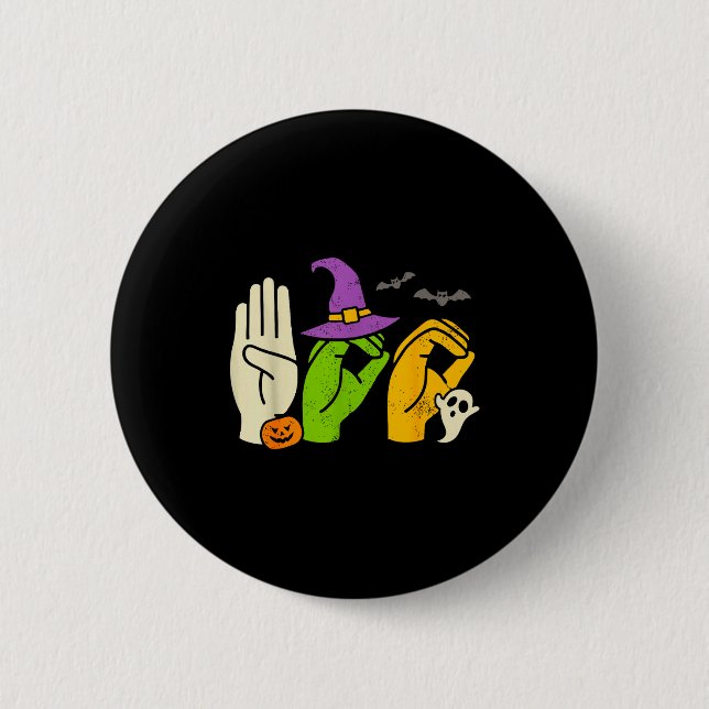 Halloween Sped Teacher Boo In Asl Boo Hands Sign L Button (Vorderseite)