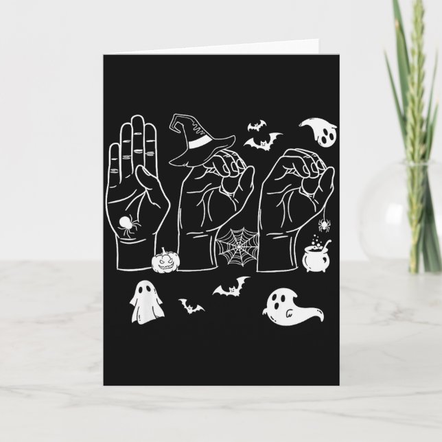 Halloween Sped Teacher Boo In Asl Boo Hands Sign L Karte (Vorderseite)