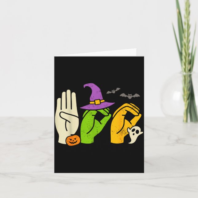 Halloween Sped Teacher Boo In Asl Boo Hands Sign L Karte (Vorderseite)