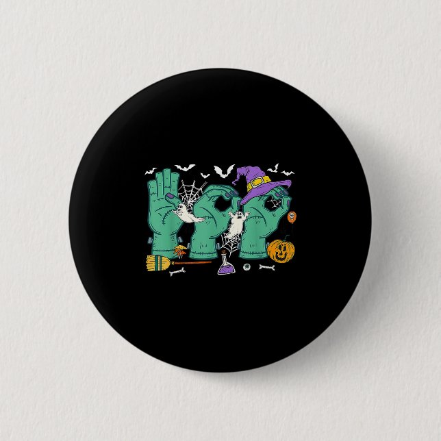 Halloween Sped Teacher Boo in Asl Boo Handzeichen  Button (Vorderseite)