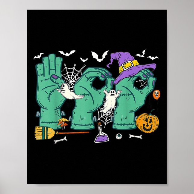 Halloween Sped Teacher Boo in Asl Boo Handzeichen  Poster (Vorne)