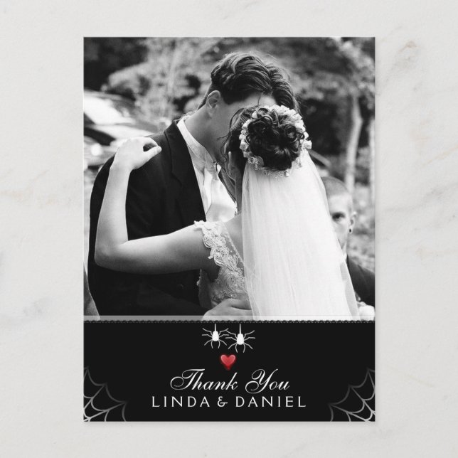 Halloween Spider Gothic Danke Foto Postkarte (Vorderseite)