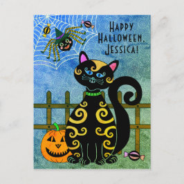 Halloween Spider Hexe Individuelle Name Feiertagspostkarte