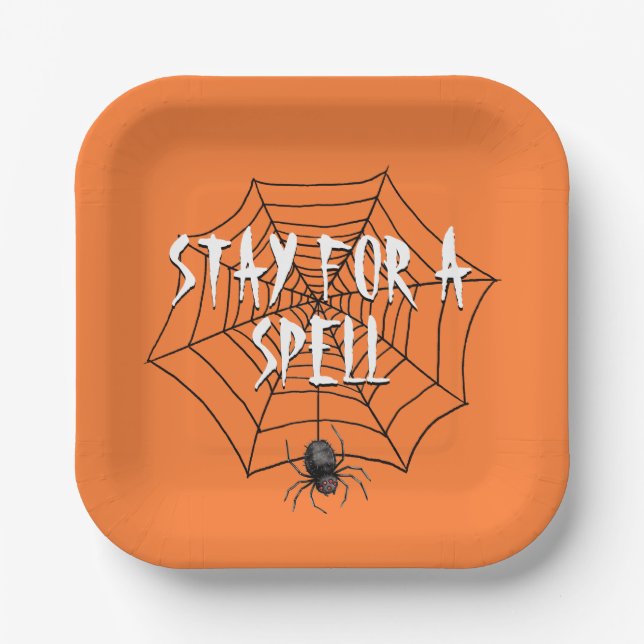 Halloween Spider im Web Pappteller (Vorderseite)