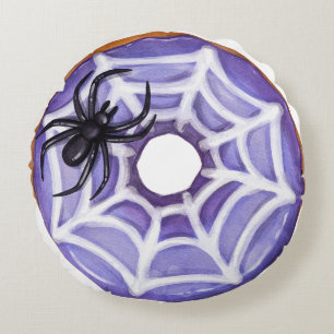 Halloween Spider Lila Donut Rundes Kissen