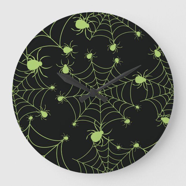 Halloween Spider Net Creative Pattern Große Wanduhr (Vorderseite)