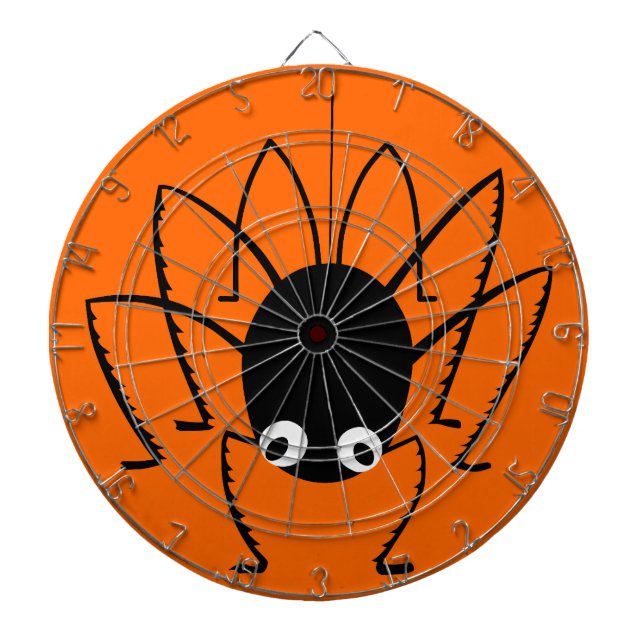 Halloween Spider Orange Dart Board mit Darts Dartscheibe (vorne)