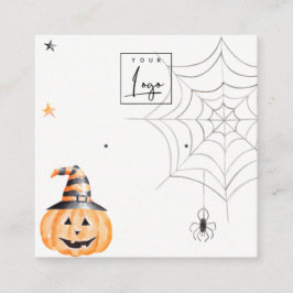 Halloween Spider Pumpkin Logo Stuhlvorführung Quadratische Visitenkarte