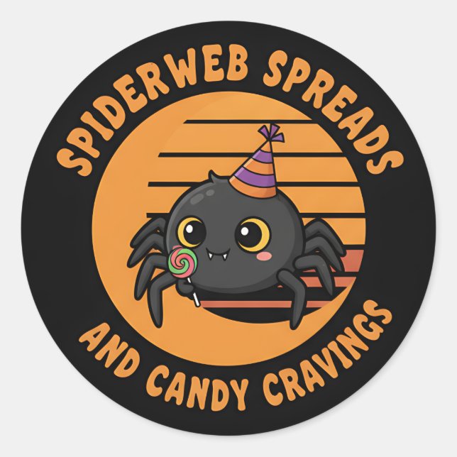 Halloween Spider Sticker mit Lollipop und Fun (Vorderseite)