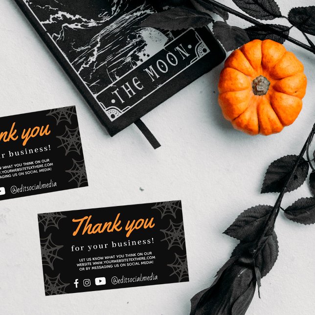 Halloween Spider Web Danke Business Card Begleitkarte (Von Creator hochgeladen)