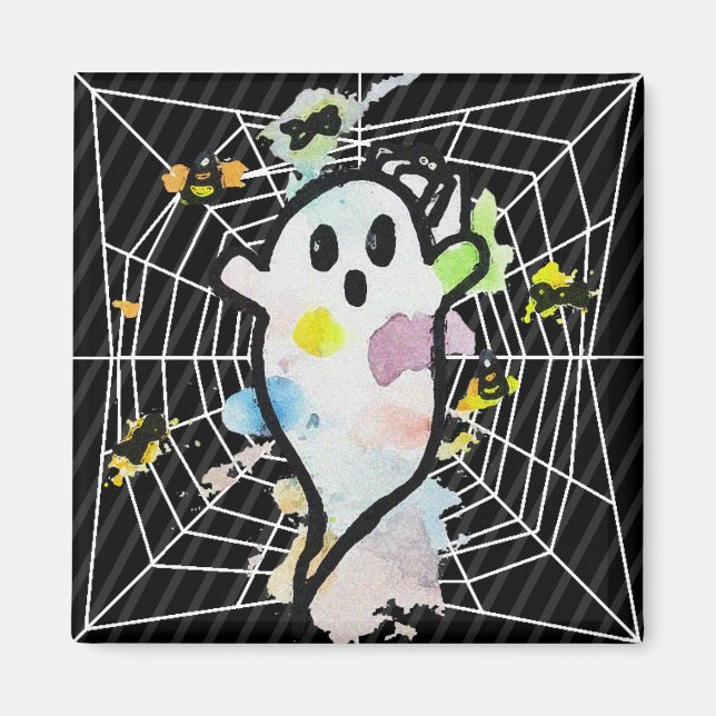 Halloween Spider Web Ghost Magnet (Vorne)