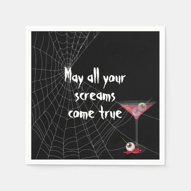Halloween Spider Web mit Eyeball Martini Serviette (Vorderseite)