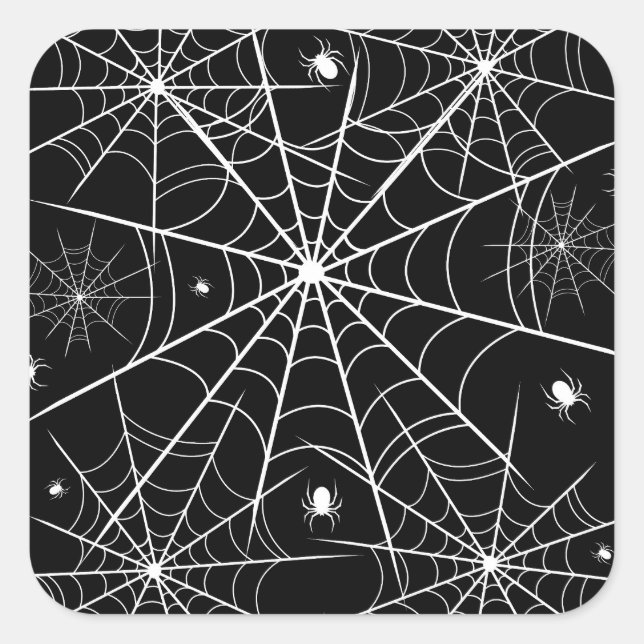 Halloween Spider Web Quadratischer Aufkleber (Vorderseite)