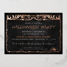 Halloween Spider Web Rose Gold Foil Einladung