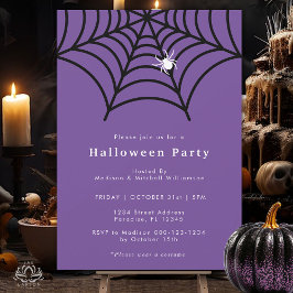 Halloween Spider Web Spooky Modernes Lila Party Einladung