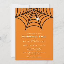 Halloween Spider Web Spooky Modernes Orange Party Einladung
