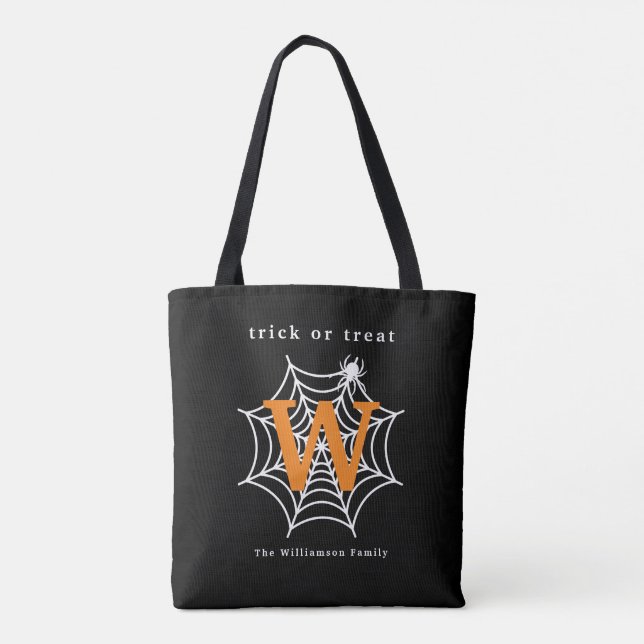 Halloween Spider Web Trick oder Treat Monogram (Rückseite)