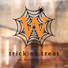 Halloween Spider Web Trick oder Treat Monogram Fensteraufkleber