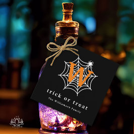 Halloween Spider Web Trick oder Treat Monogram Geschenkanhänger