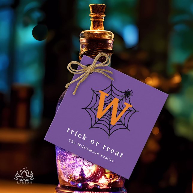 Halloween Spider Web Trick oder Treat Monogram Geschenkanhänger (Von Creator hochgeladen)