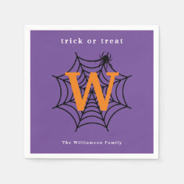 Halloween Spider Web Trick oder Treat Monogram Serviette