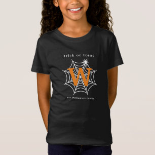 Halloween Spider Web Trick oder Treat Monogram T-Shirt