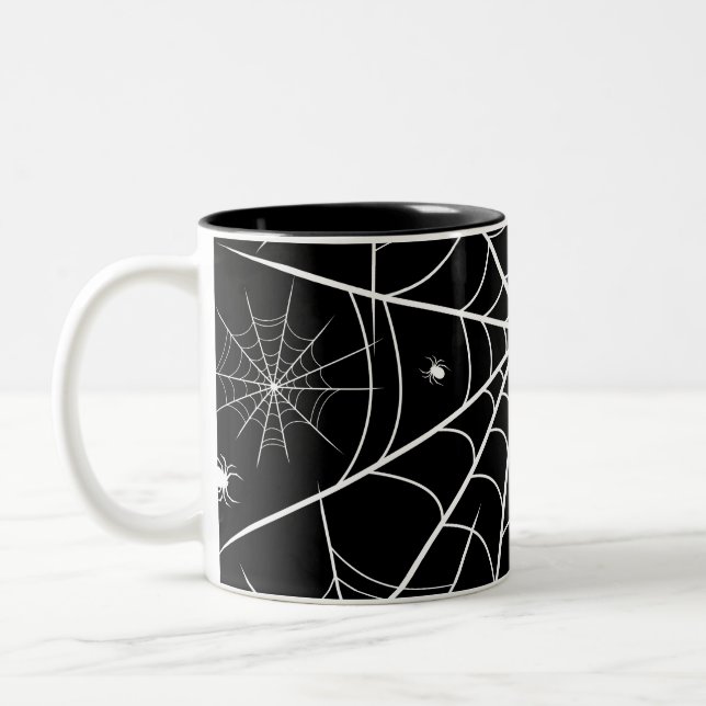 Halloween Spider Web Zweifarbige Tasse (Links)