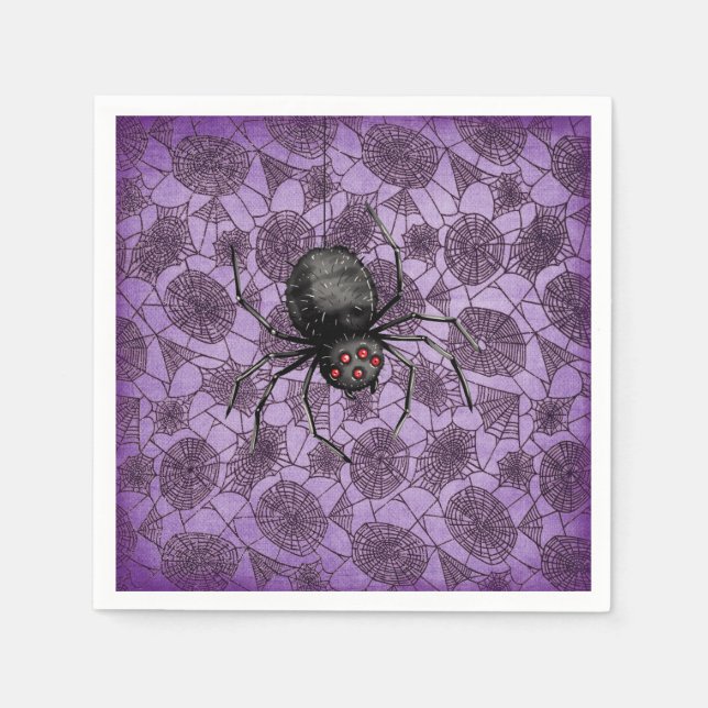 Halloween Spider Webs auf Lila Serviette (Vorderseite)