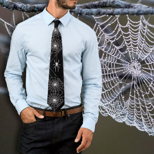 Halloween Spider Webs Black Neck Tie Krawatte