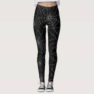 Halloween Spider Webs Kobwebs Schwarz und Weiß Leggings