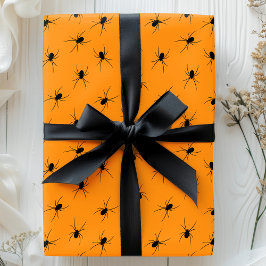 Halloween Spiders Black Orange Beängstigendes Must Geschenkpapier