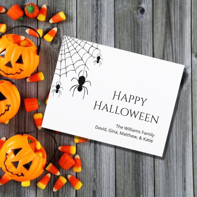 Halloween Spiders Creepy Web Schwarz-weiß Holiday Postkarte (Von Creator hochgeladen)