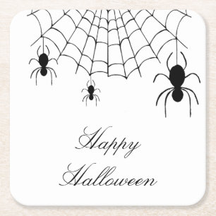 Halloween Spiders Niedlich Gothic Schwarz-weiß Rechteckiger Pappuntersetzer