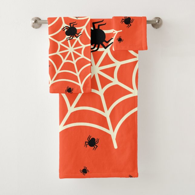 Halloween Spiders on Web Badhandtuch Set (Insitu)