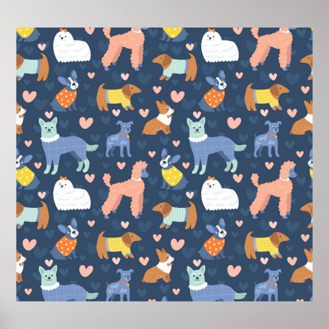 Halloween Spiders Web: Nahtloses Muster Poster (Vorne)