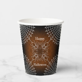 Halloween Spiderweb spinnen schwarz orange weiß Pappbecher