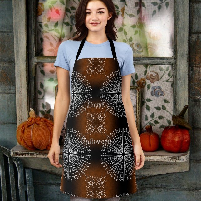 Halloween Spiderweb spinnen schwarz orange weiß Schürze (Von Creator hochgeladen)
