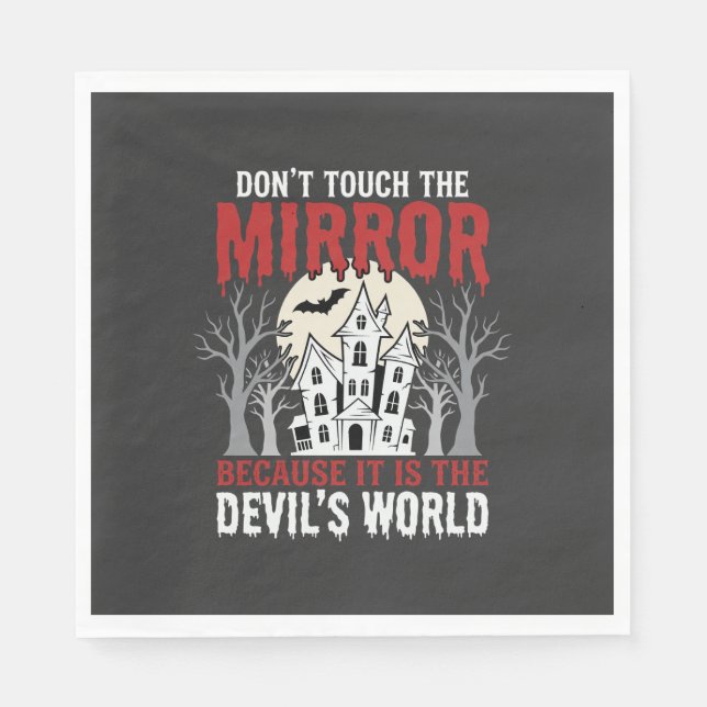 Halloween Spiegel Teufel Welt Grafik Serviette (Vorderseite)