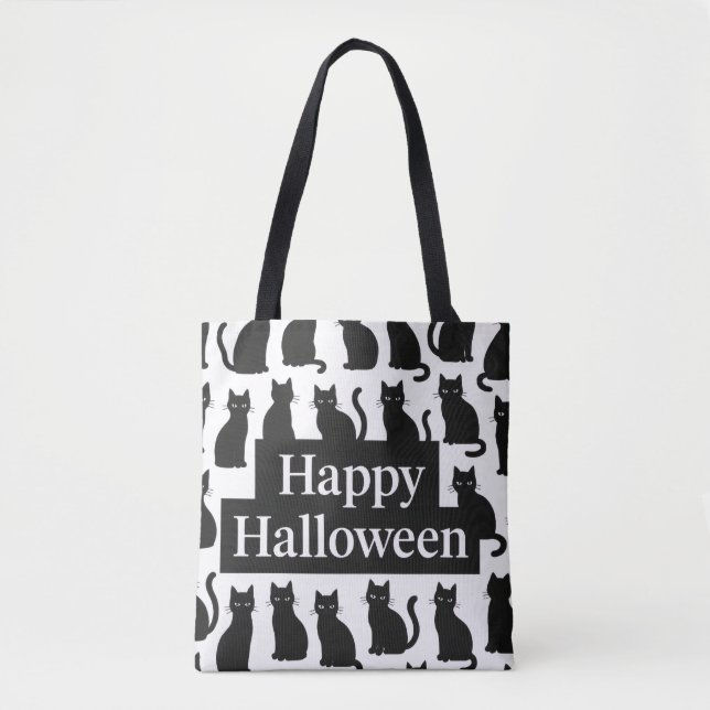 Halloween Spielerei Schwarz-Weiß-Katze Muster (Vorderseite)