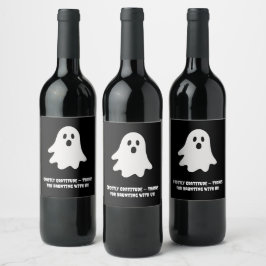 Halloween Spielerei Weißer Geist Schwarzes Festlic Weinetikett