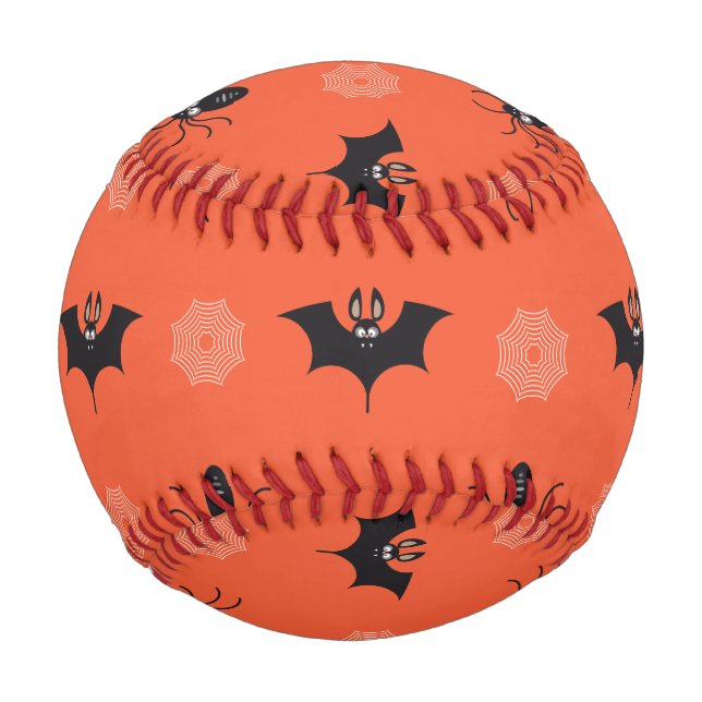 Halloween-Spinne, Fledermaus und Cobweb-Muster Baseball (Vorderseite)