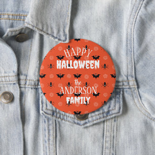 Halloween-Spinne, Fledermaus und Cobweb-Muster Button