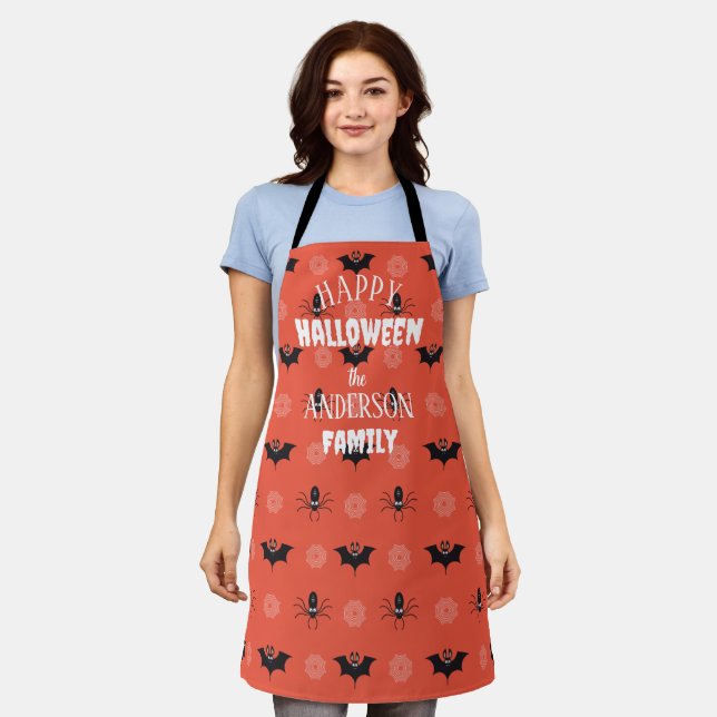 Halloween-Spinne, Fledermaus und Cobweb-Muster Schürze (Getragen)