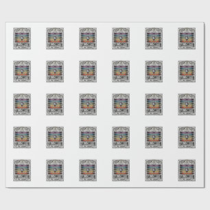 Halloween-Spinne Gruselige Retro-Gravur Regenbogen Geschenkpapier