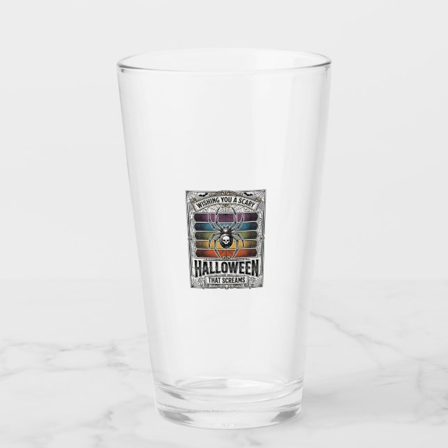 Halloween-Spinne Gruselige Retro-Gravur Regenbogen Glas (Vorderseite)