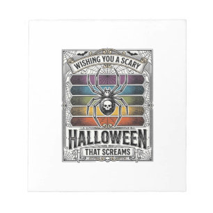 Halloween-Spinne Gruselige Retro-Gravur Regenbogen Notizblock