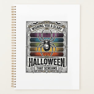 Halloween-Spinne Gruselige Retro-Gravur Regenbogen Planer