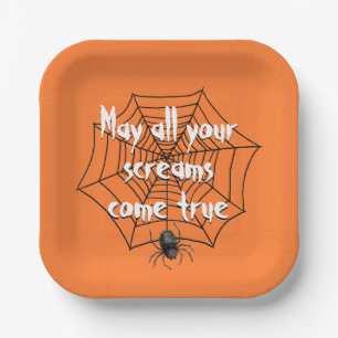 Halloween-Spinne im Netz Pappteller
