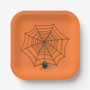 Halloween-Spinne im Netz  Pappteller